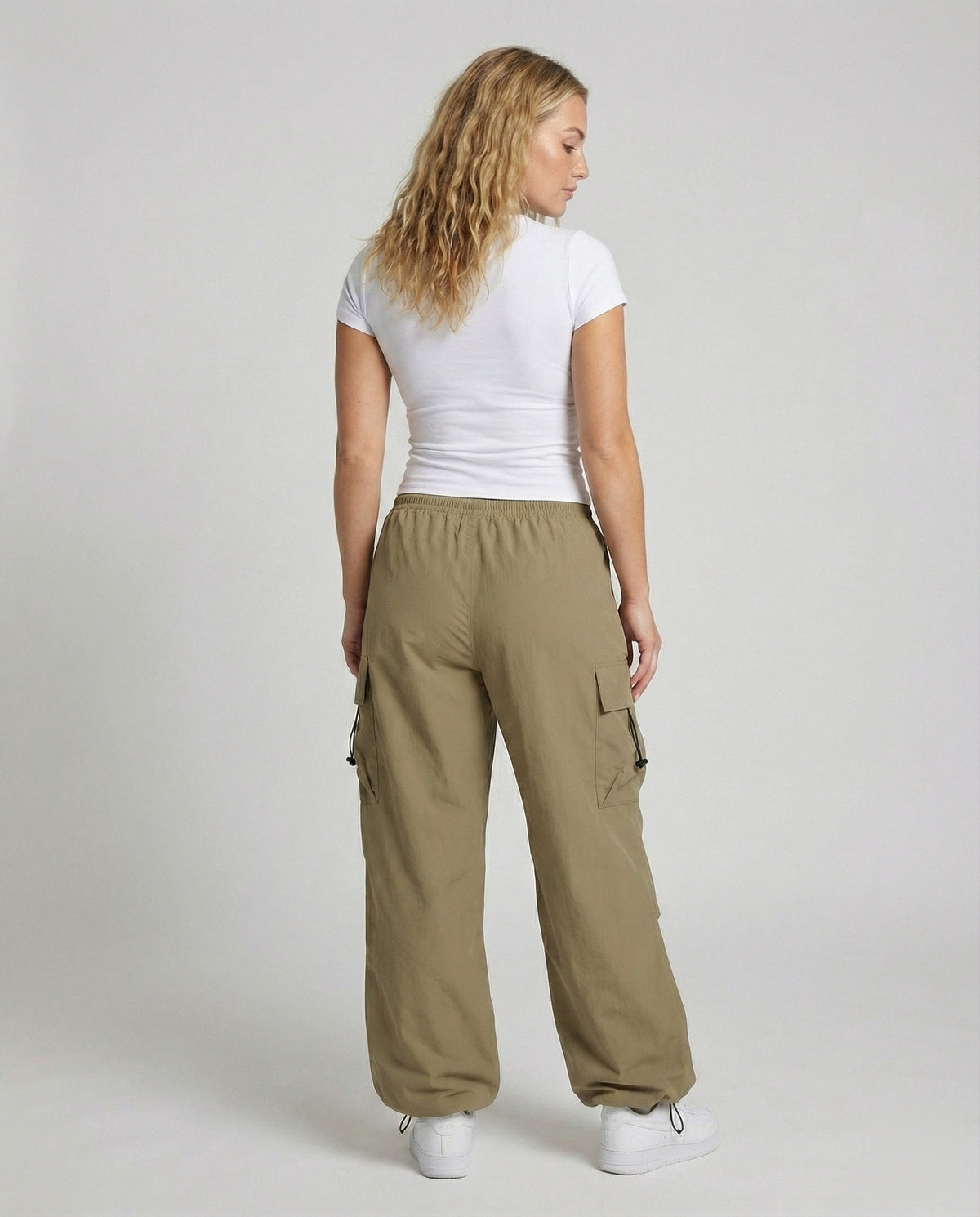 Women's Military Drawstring Blend Balloon Cargo Trousers