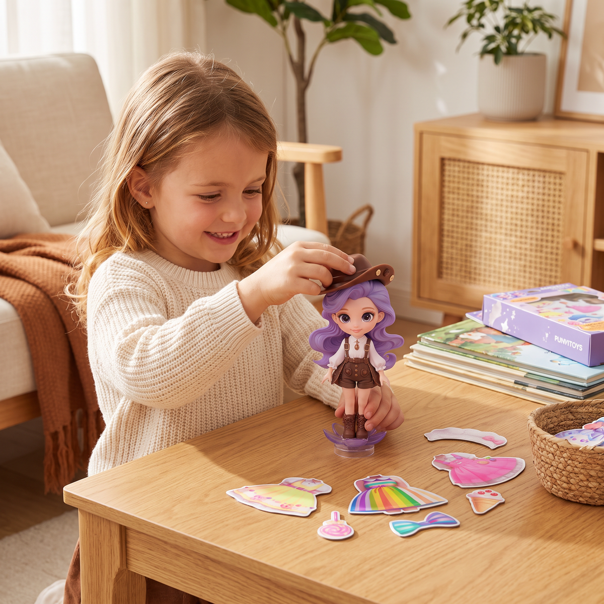 Magnetic Dress-Up Doll Set with Interchangeable Outfits