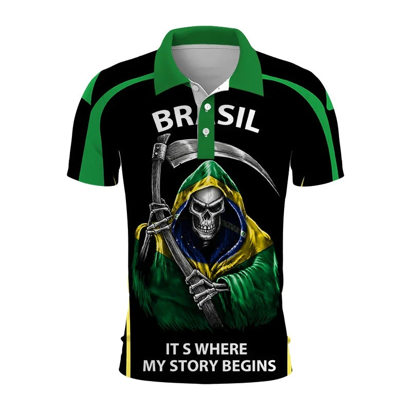 Brazil Emblem 3D Polo Shirt: Casual Elegance with Modern Identity