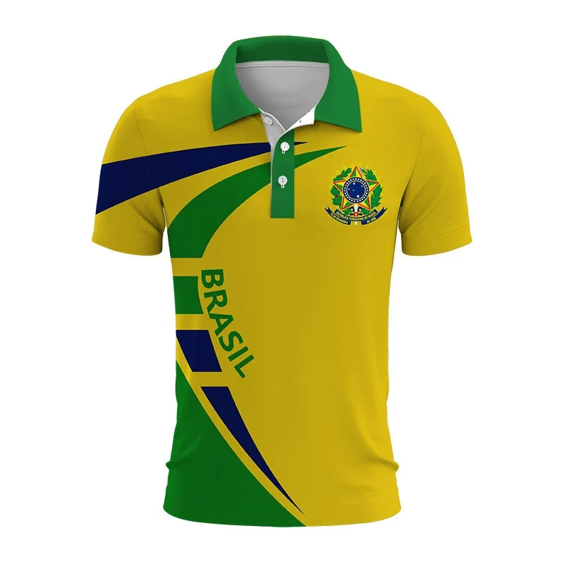 Brazil Emblem 3D Polo Shirt: Casual Elegance with Modern Identity