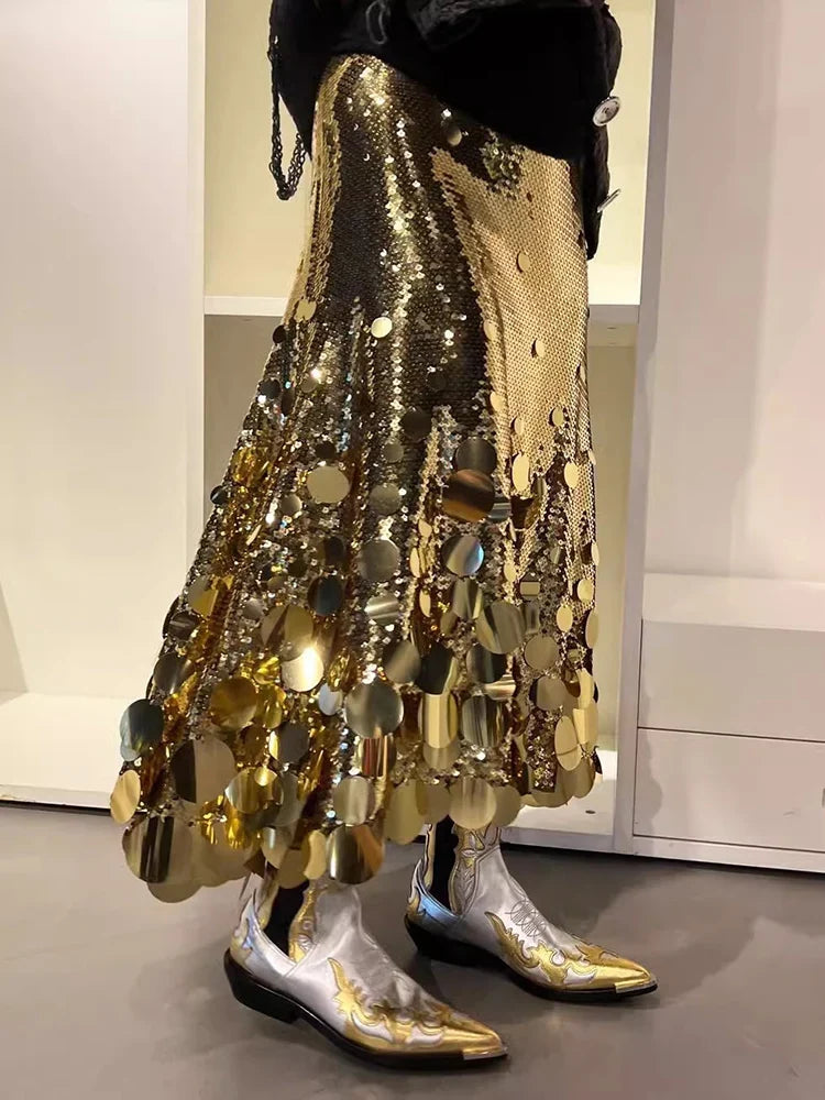 Paula Sequin Maxi Skirt – Fitted