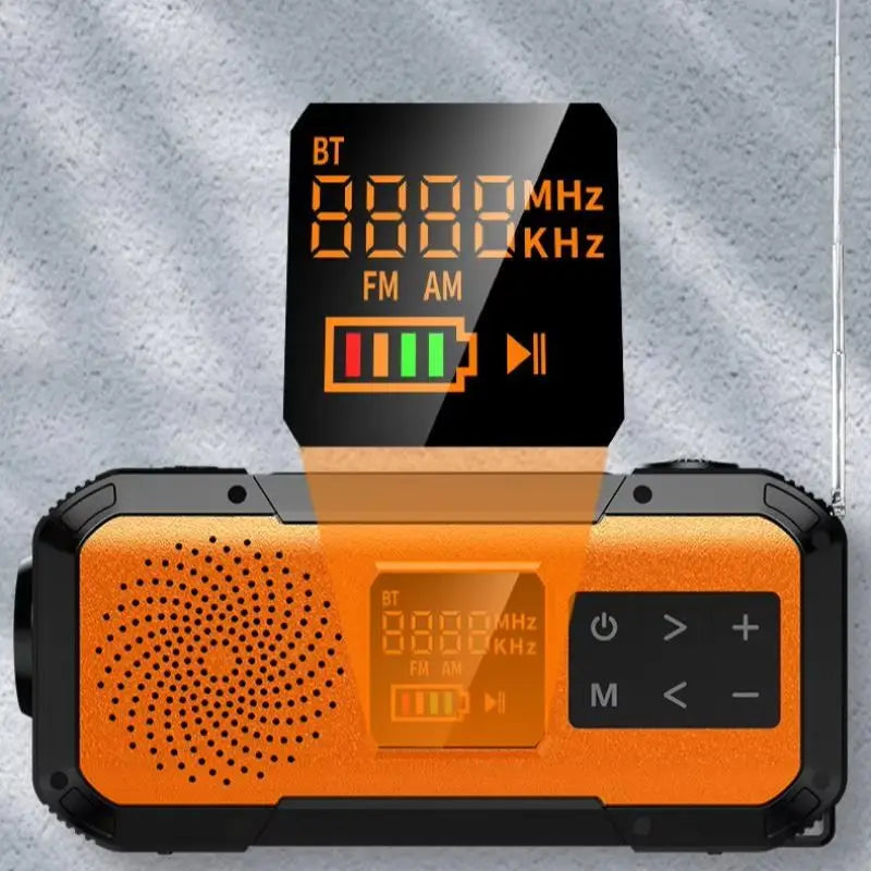 Compact Emergency Radio - Solar Powered with Bluetooth - 2,000mAh & Flashlight