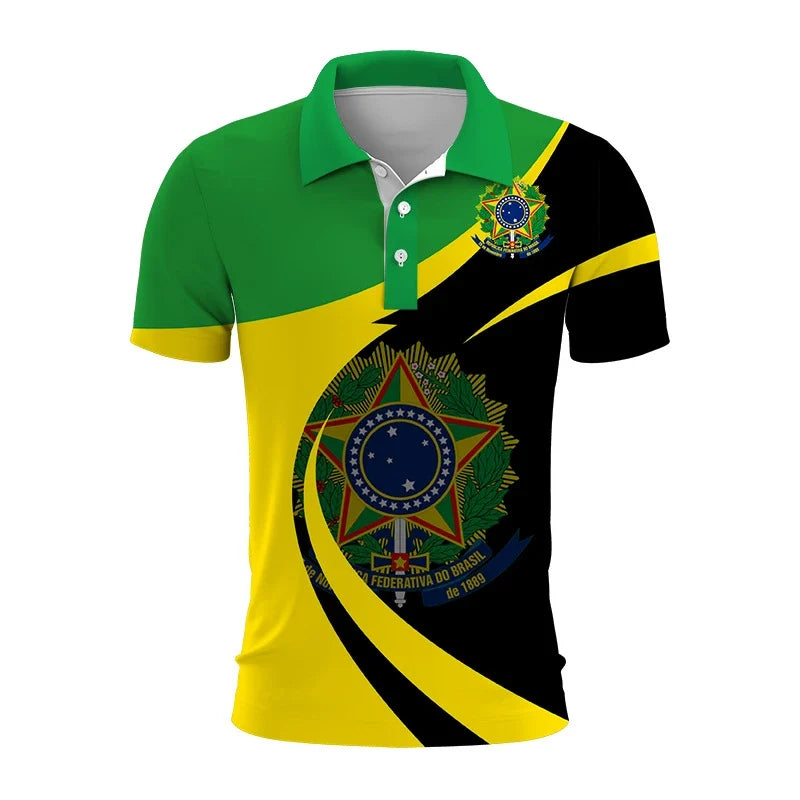 Brazil Emblem 3D Polo Shirt: Casual Elegance with Modern Identity