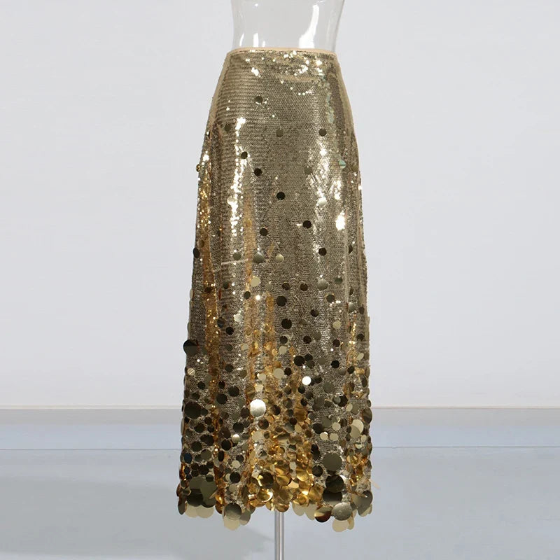 Paula Sequin Maxi Skirt – Fitted