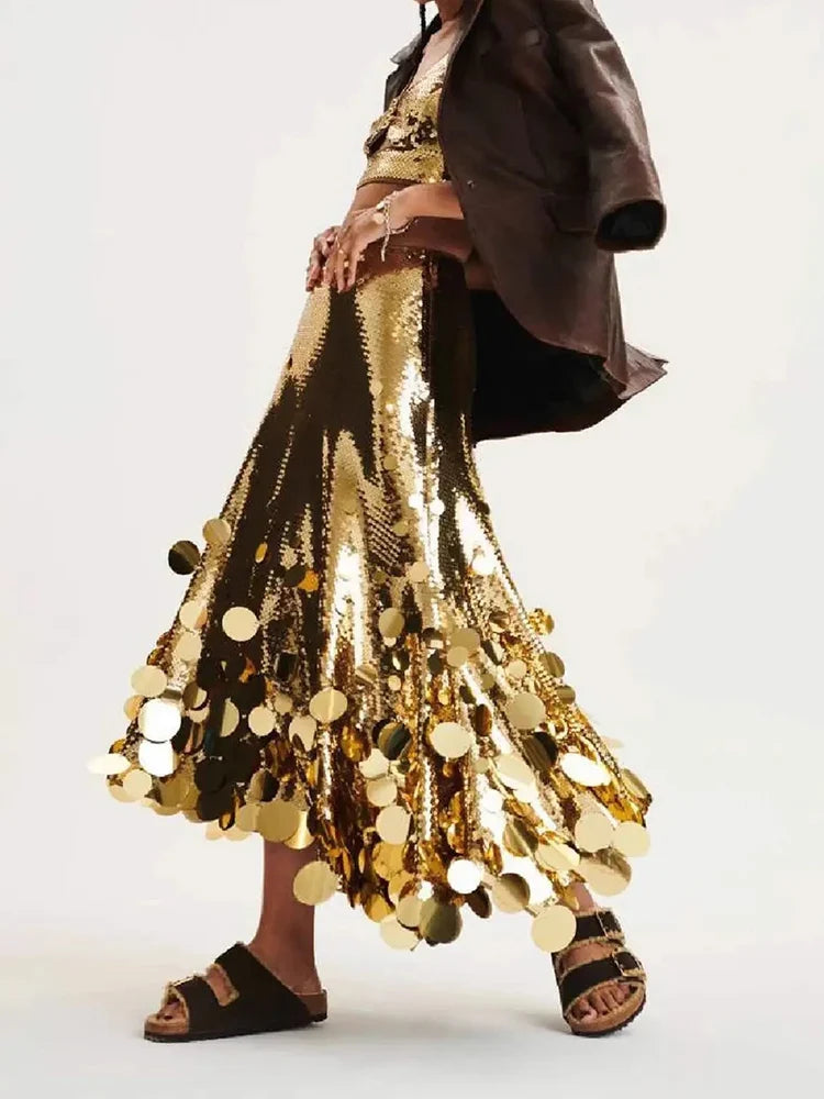 Paula Sequin Maxi Skirt – Fitted