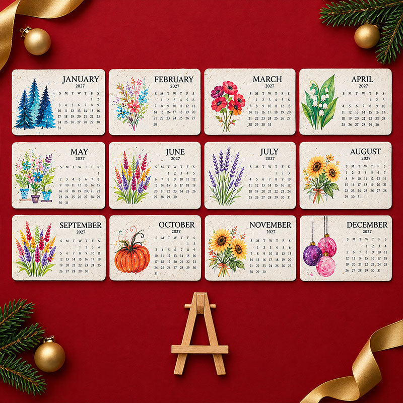 Plantable Seed Paper Calendar 2027 | 12 Months Full of Blooming Joy