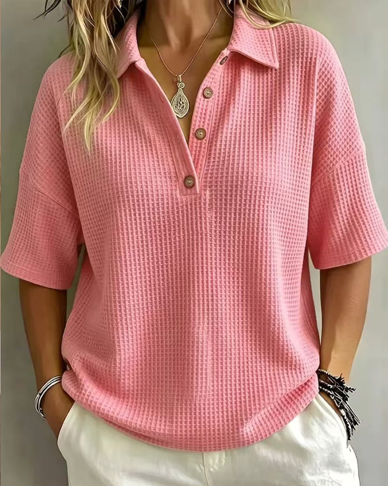 Maddison Relaxed Waffle Polo Top