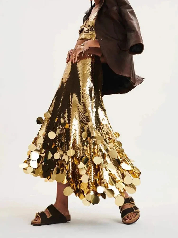 Paula Sequin Maxi Skirt – Fitted