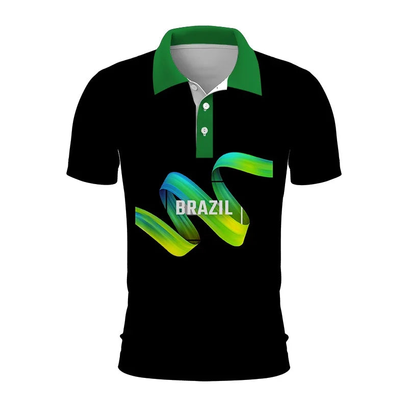 Brazil Emblem 3D Polo Shirt: Casual Elegance with Modern Identity