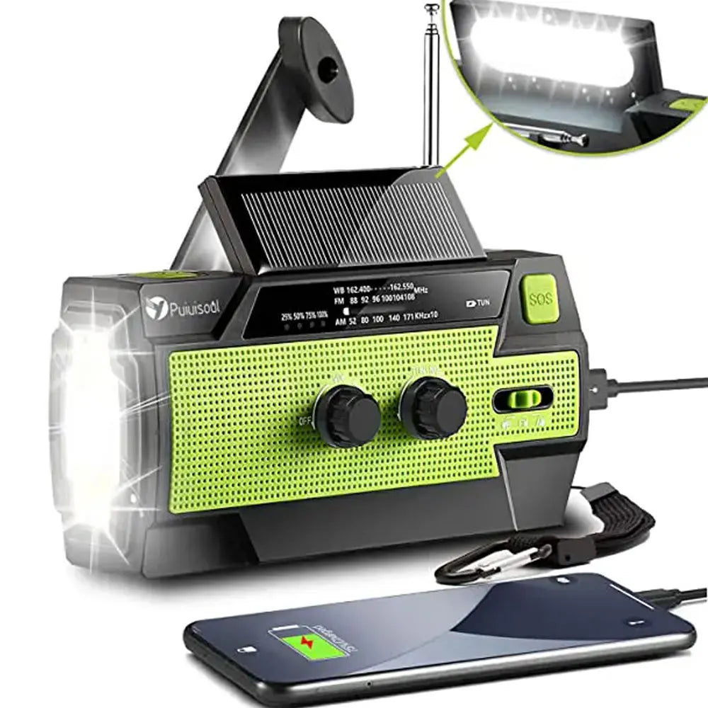 Disaster Prevention Emergency Flashlight Radio Solar Hand Crank Rechargeable Multifunctional LED Reading Light