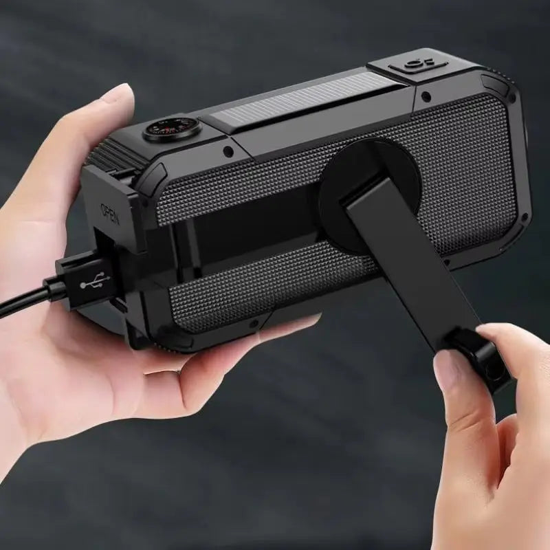 Compact Emergency Radio - Solar Powered with Bluetooth - 2,000mAh & Flashlight
