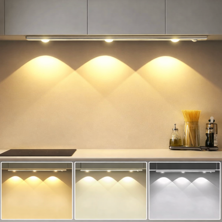 LED Under-Cabinet Light for Kitchen with Motion Sensor – Cordless, Rechargeable Battery & Dimmable