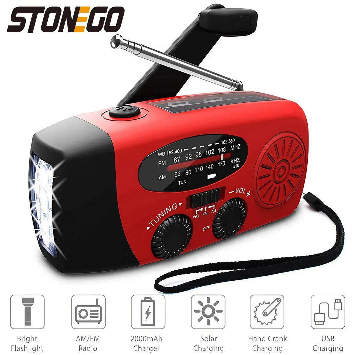 Disaster Prevention Emergency Flashlight Radio Solar Hand Crank Rechargeable Multifunctional LED Reading Light