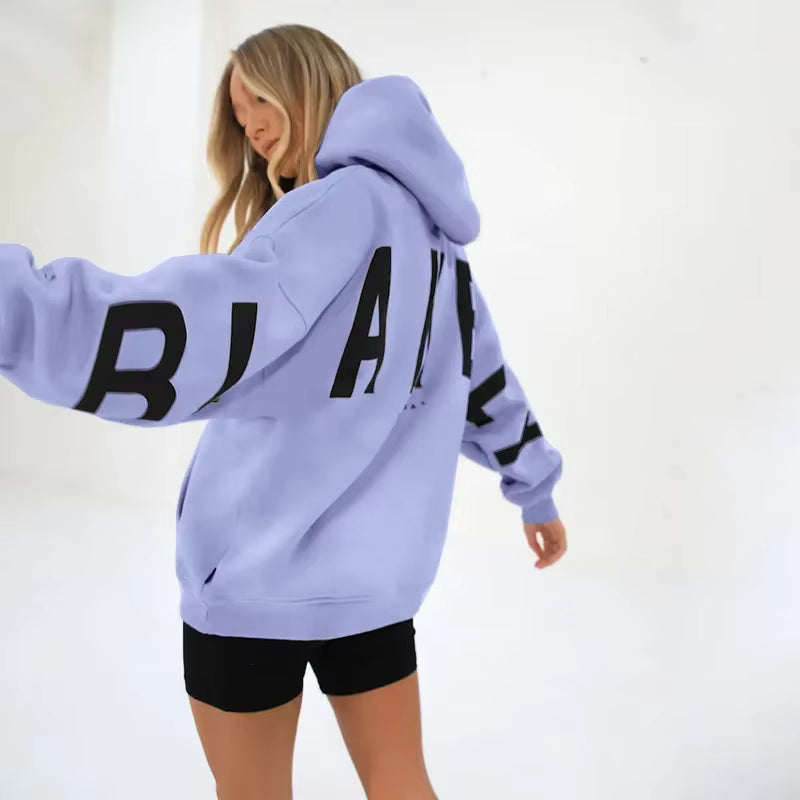 Women's Oversized Hoodie – Back Print, Long Sleeve