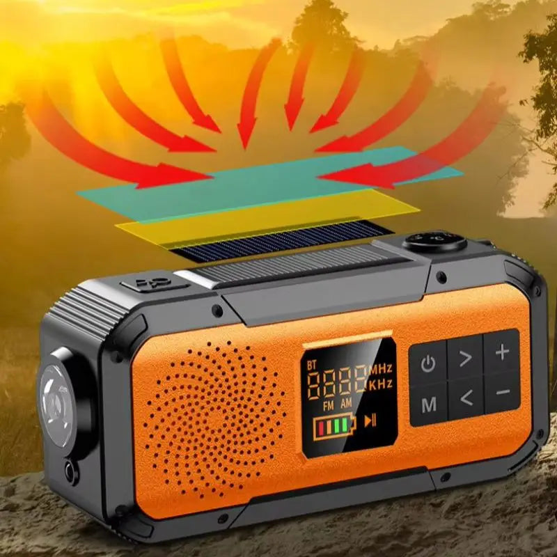 Compact Emergency Radio - Solar Powered with Bluetooth - 2,000mAh & Flashlight