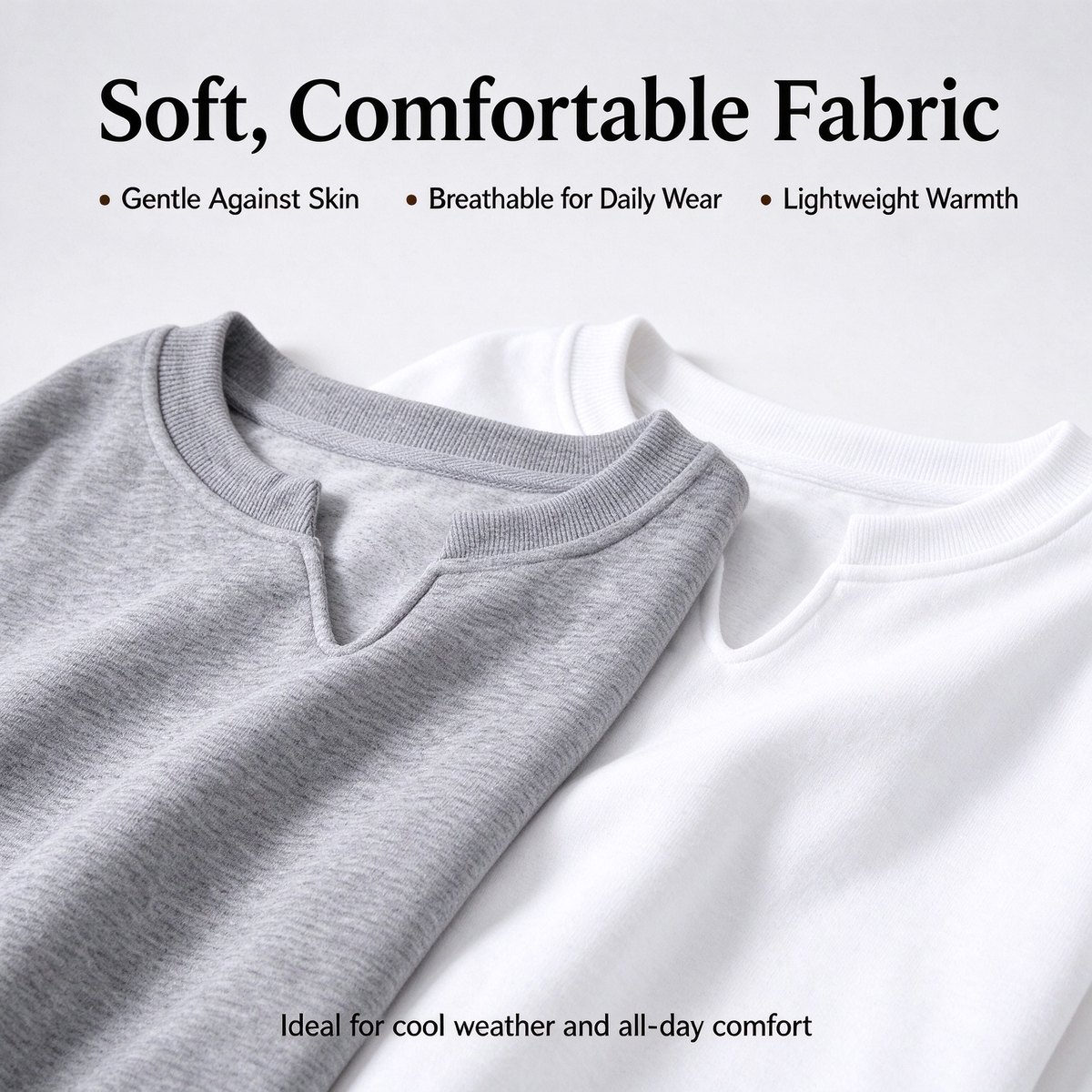 Women's Solid-color Small V-neck Pullover Sweatshirt for Autumn/Winter