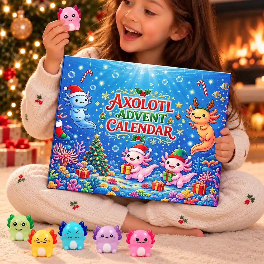 Squishy Axolotl Gift For Kids - Winter Christmas Countdown Advent Calendar