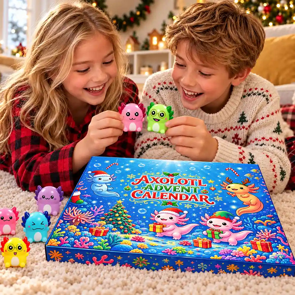 Squishy Axolotl Gift For Kids - Winter Christmas Countdown Advent Calendar