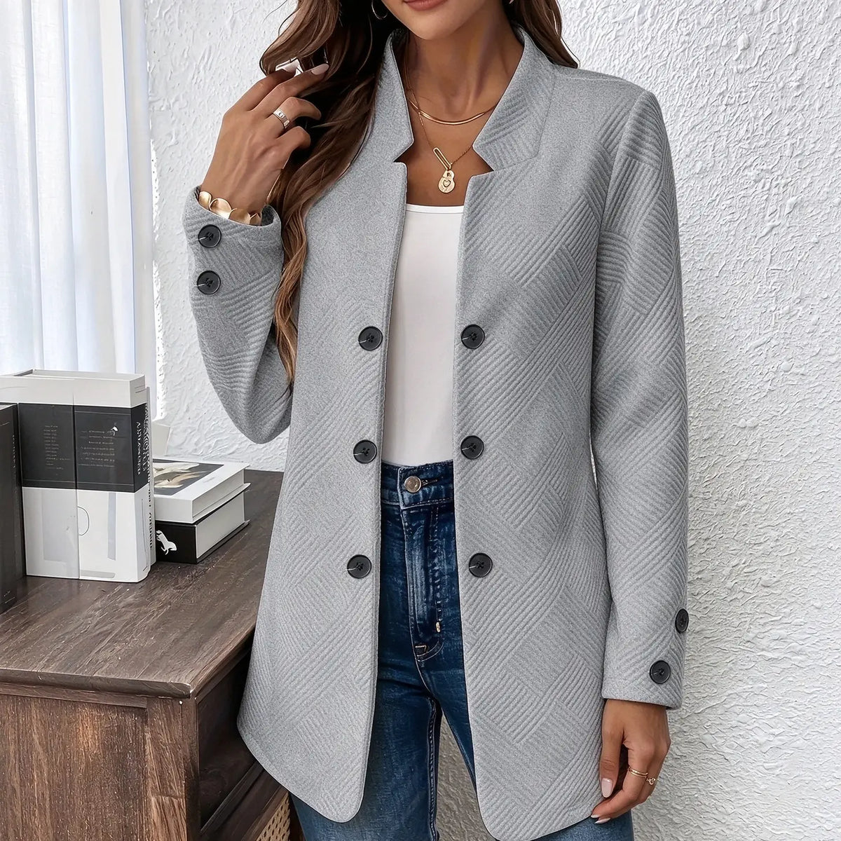 Women's Long Sleeve Blazer Casual Jacket With Pocket