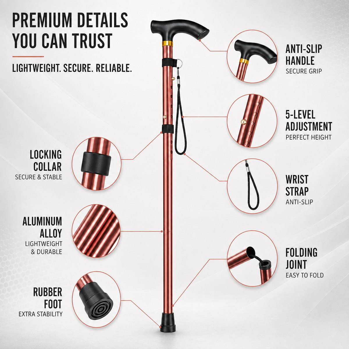 Nordspur | StrideFold Telescopic Folding Walking Cane