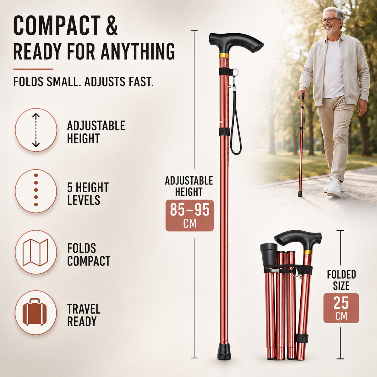 Nordspur | StrideFold Telescopic Folding Walking Cane