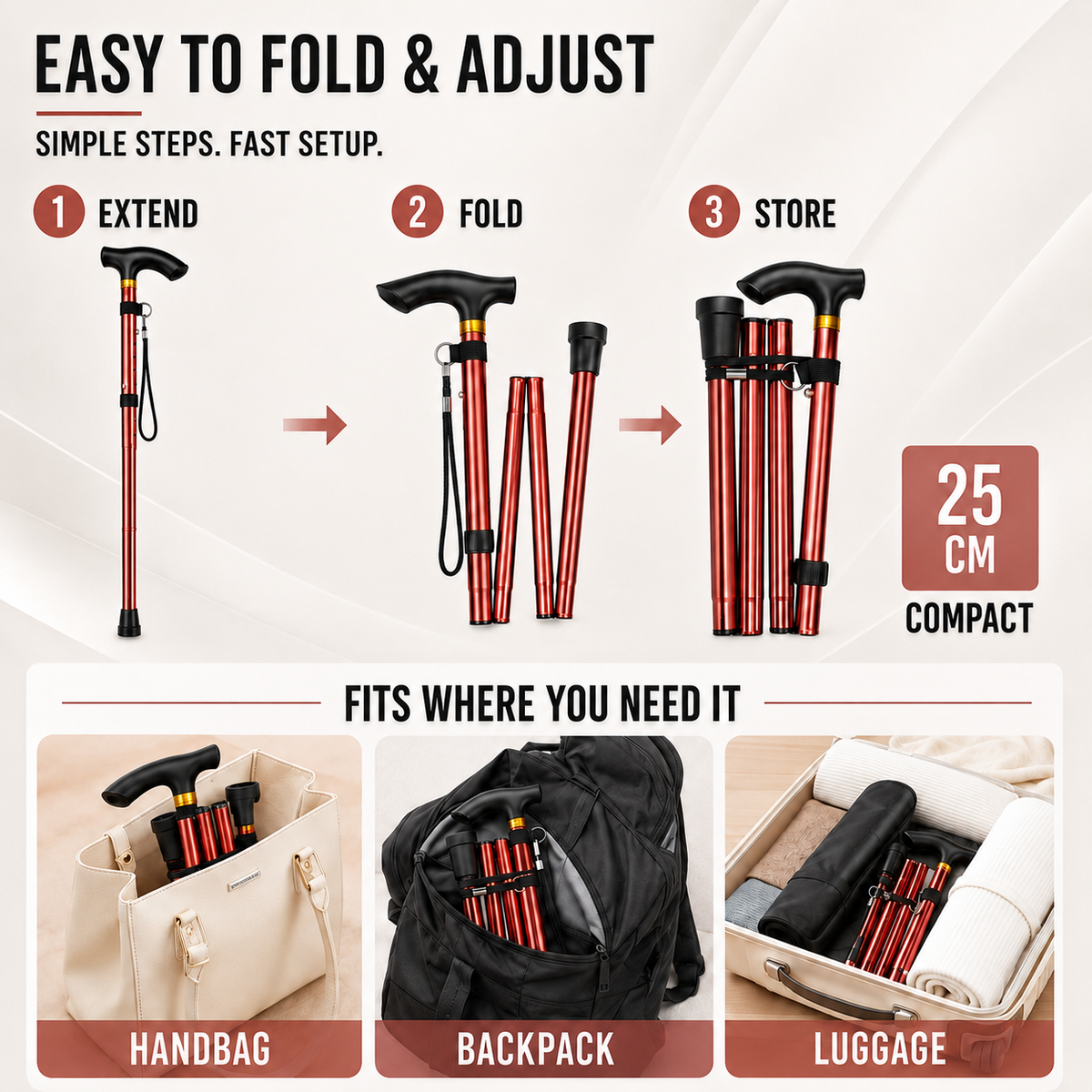 Nordspur | StrideFold Telescopic Folding Walking Cane