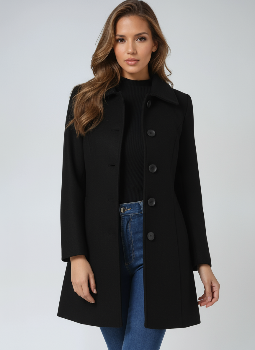 Timeless Fitted Wool Coat with Wide Collar