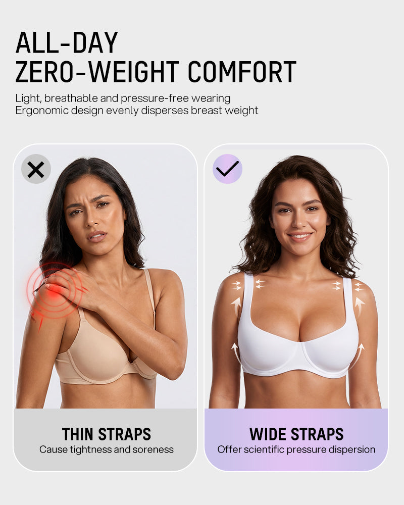 Underwire Support Seamless Unlined Balconette Bra