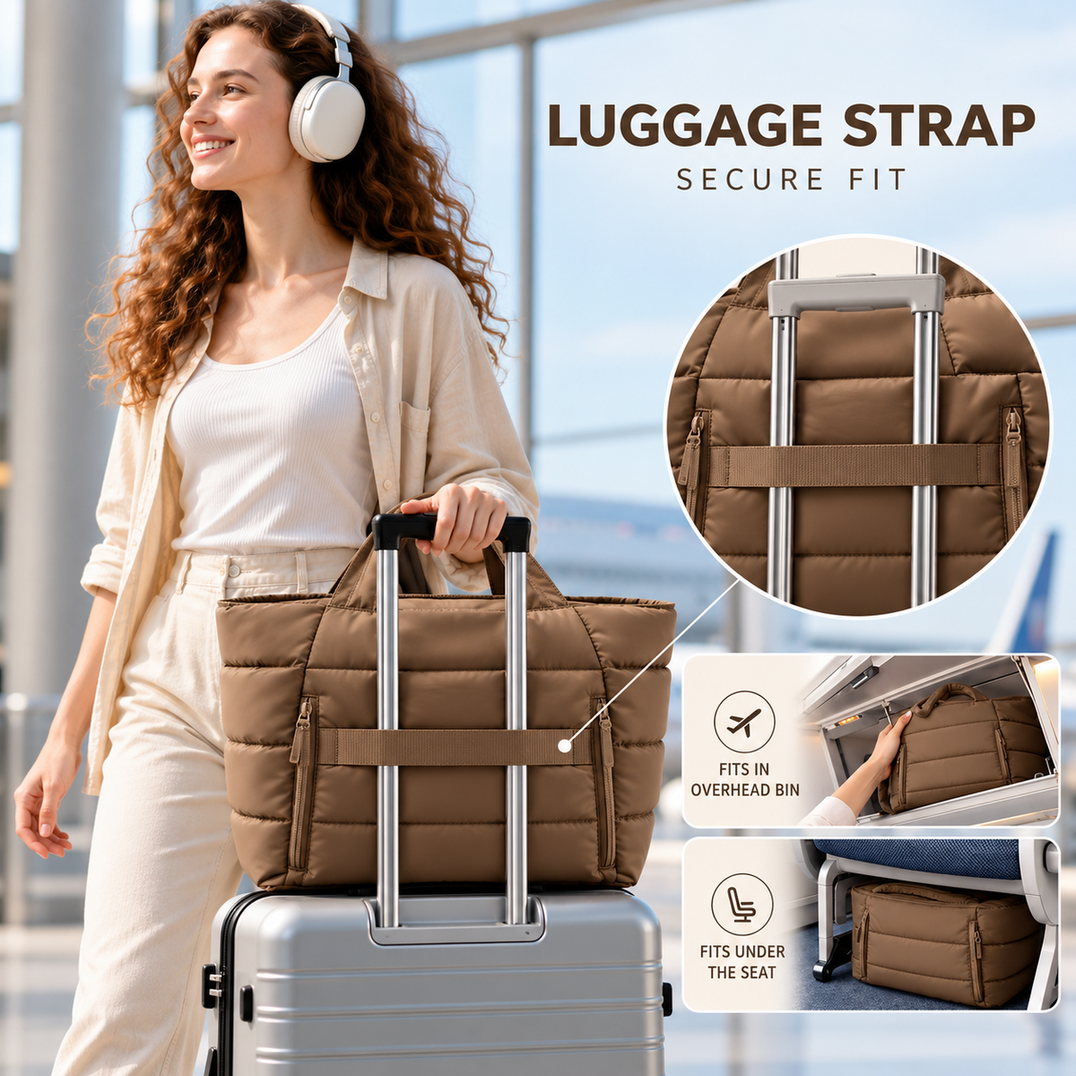 Veskira | Puffer Tote Bag with Side Pockets for Travel Days