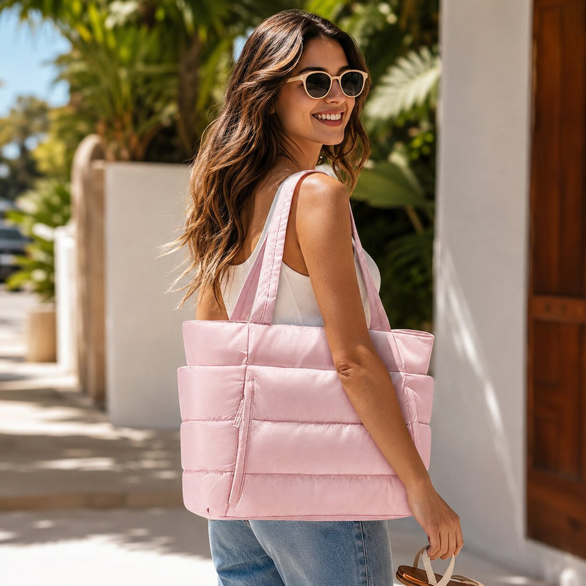 Veskira | Puffer Tote Bag with Side Pockets for Travel Days