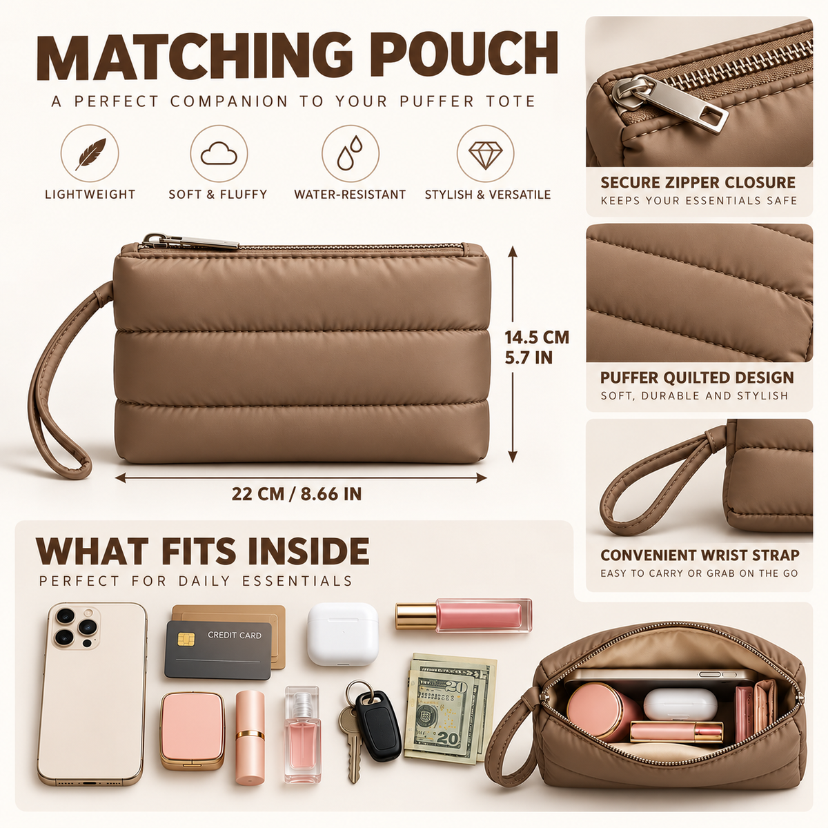 Veskira | Puffer Tote Bag with Side Pockets for Travel Days