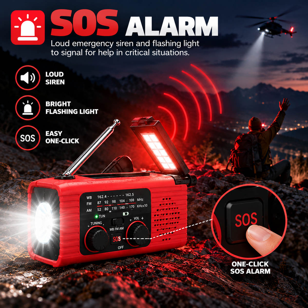 Vorlexa | Multi-Function Hand Crank Emergency Radio Flashlight