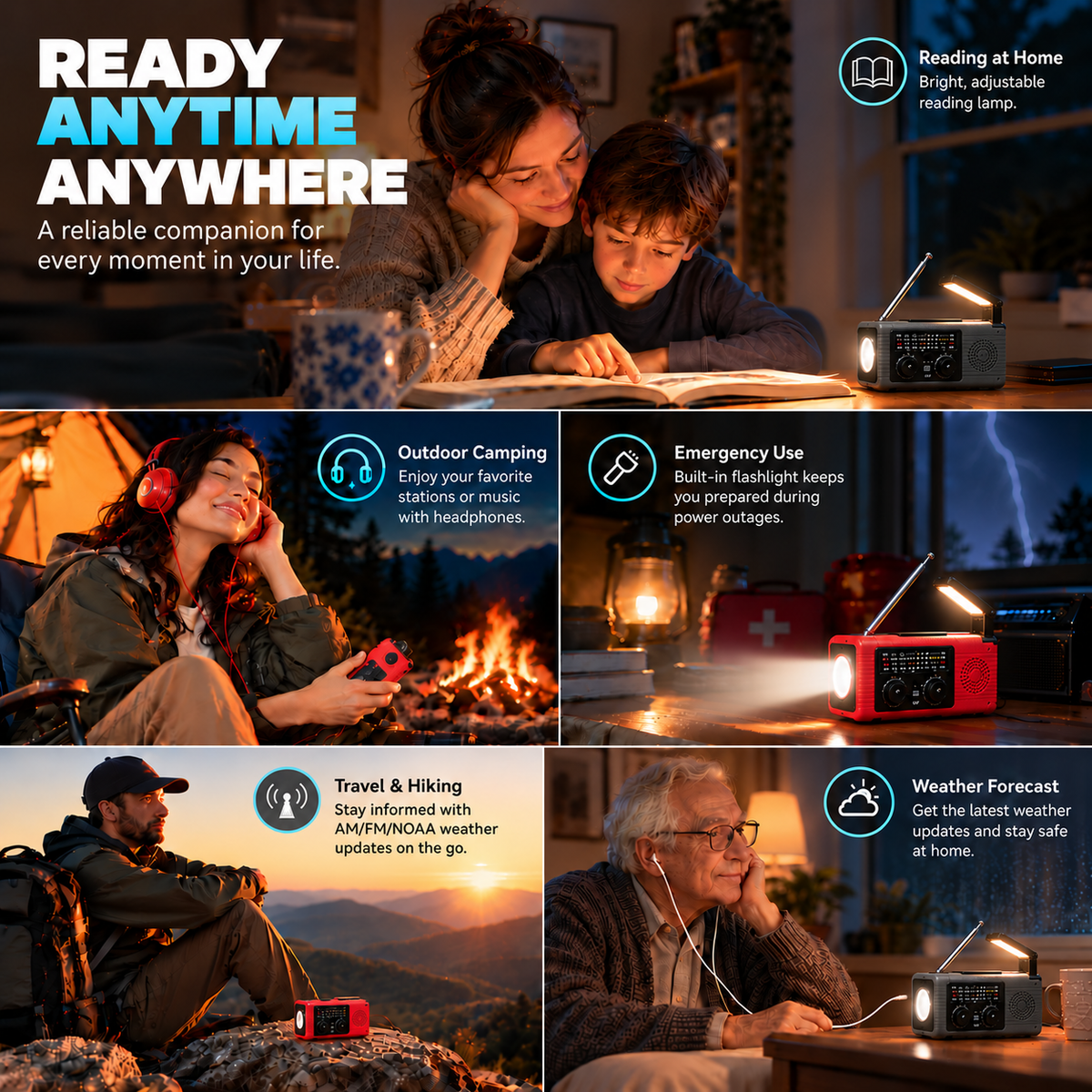Vorlexa | Multi-Function Hand Crank Emergency Radio Flashlight