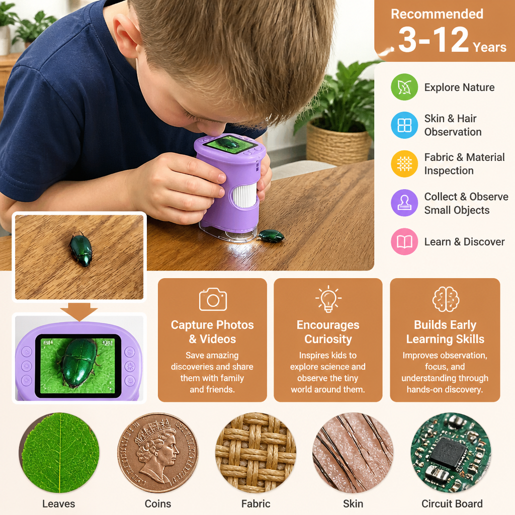 Kids' 2-in-1 Digital Microscope & Telescope with Photo and Video Camera