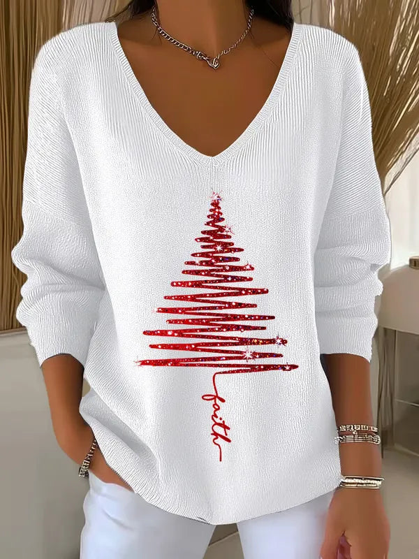 Women's Comfortable V-Neck Cozy Sweater