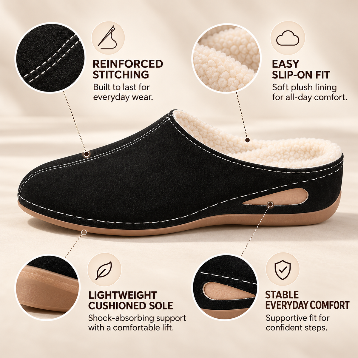 Wolmere | Plush-Lined Orthopaedic Slippers for Chilly Mornings