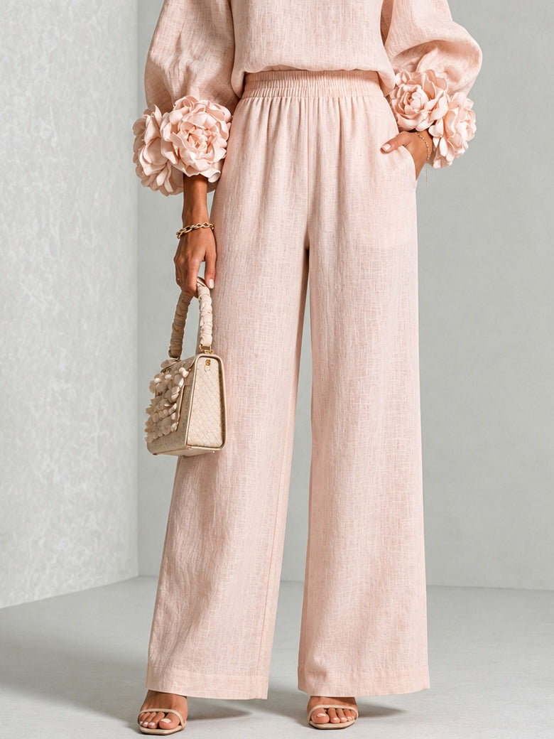 Floral-Cuff Two-Piece Set