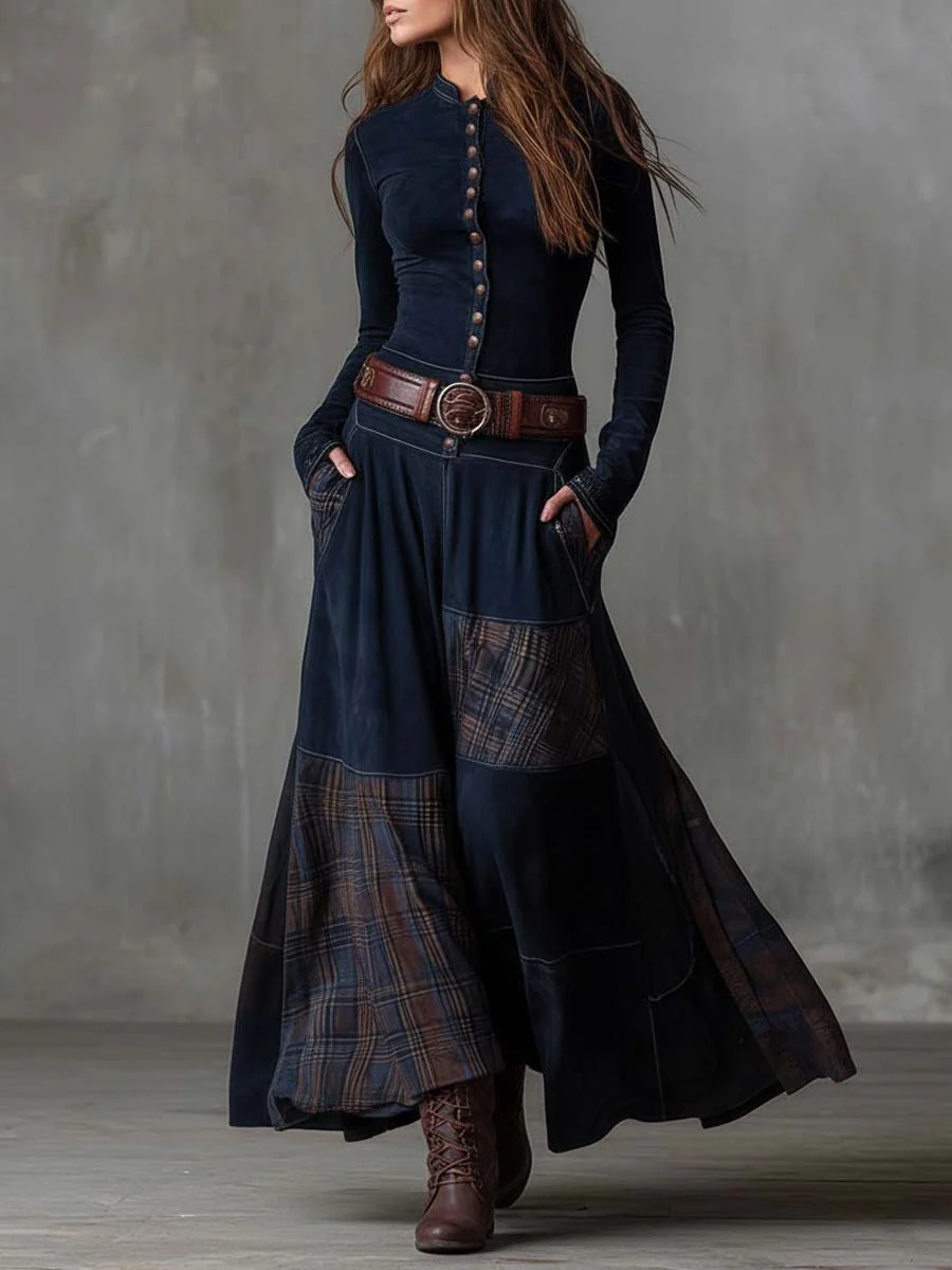 Maxi Suede Dress with Belt