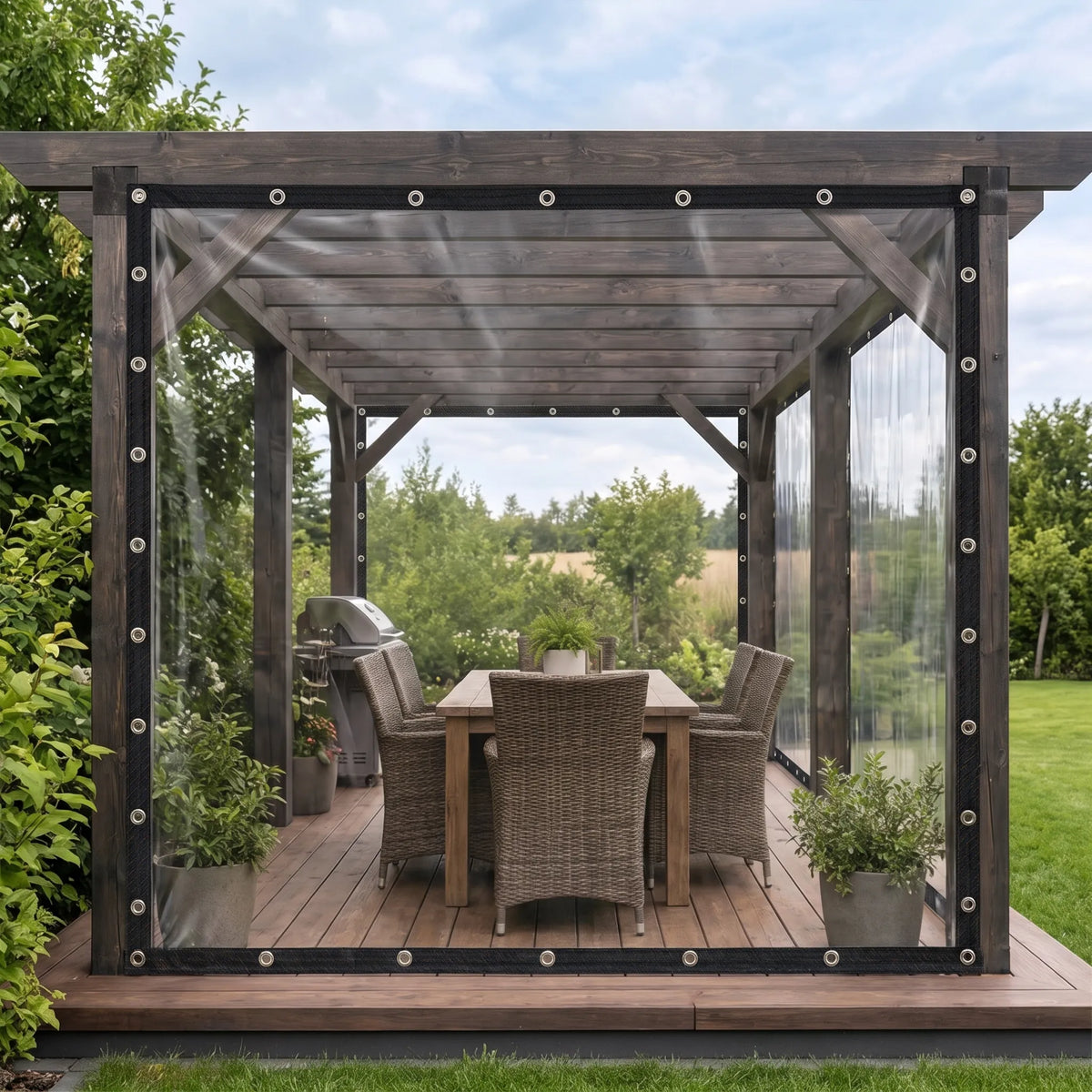 Zentavo | Clear Balcony Weather Screen Tarpaulin