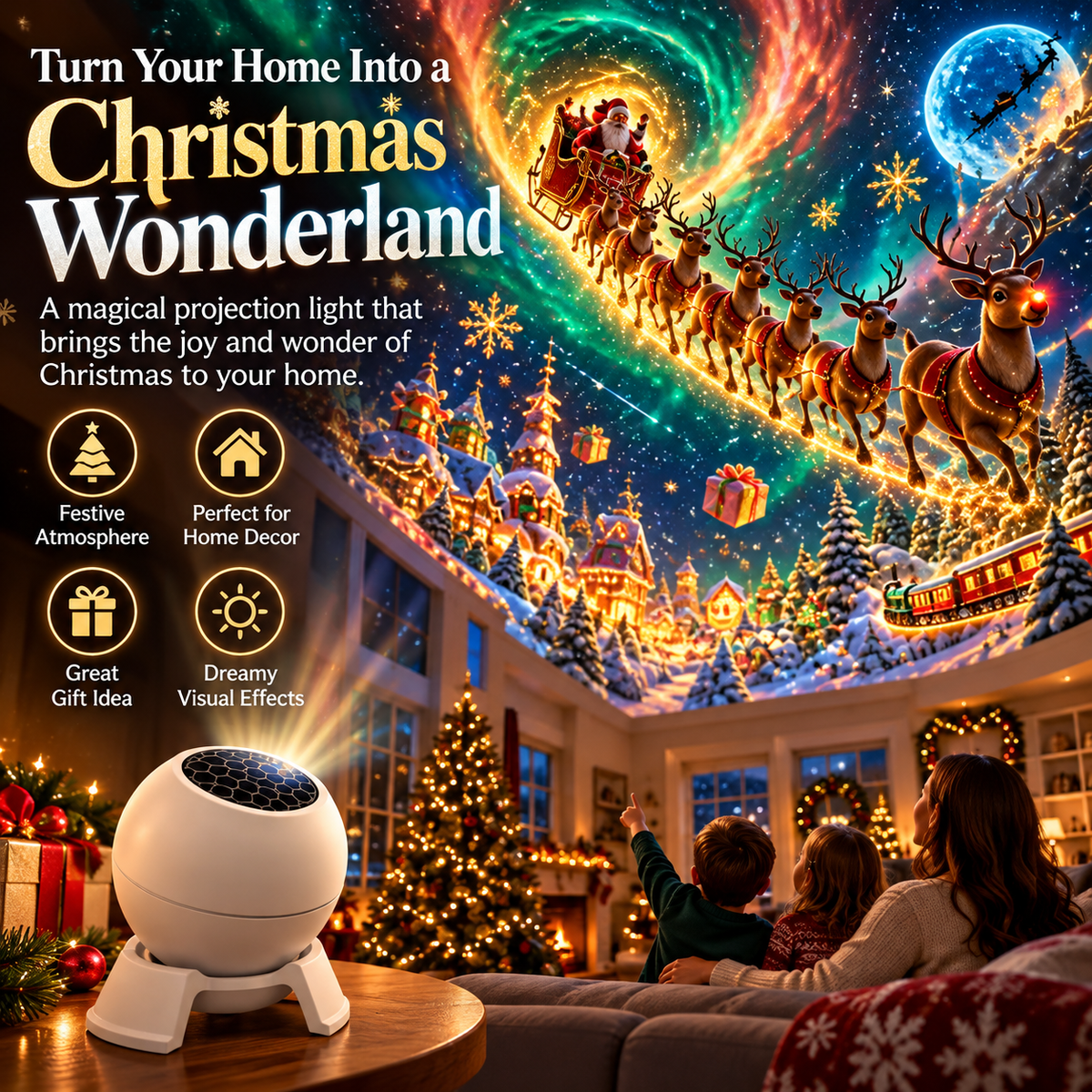 Zenvari | Mini Christmas Projector, A Thoughtful Festive Gift for Home Decor Lovers