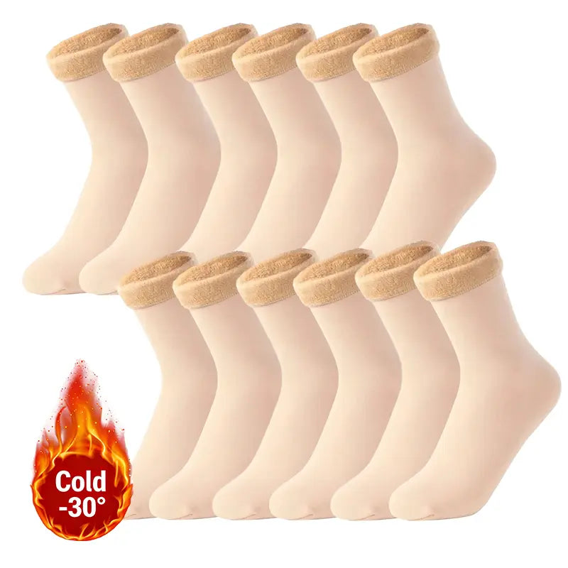 Women's Heavyweight Fuzzy Closed Fast-Heating Underwear Socks