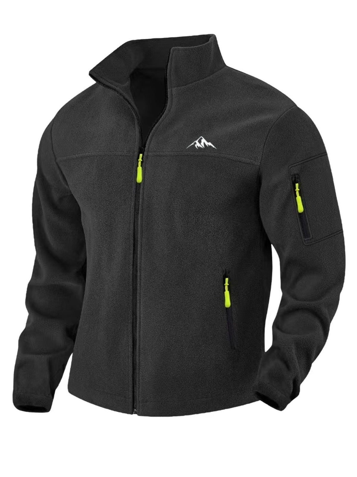 Men's Zip-Up Fleece - Windproof - With Stand-Up Collar
