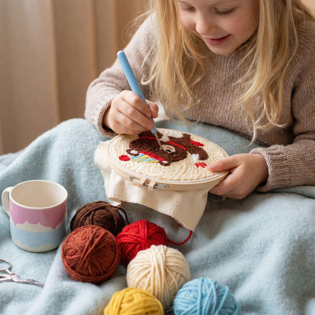 DIY Punch Needle Embroidery Set – Beginner Set with Beautiful Motifs