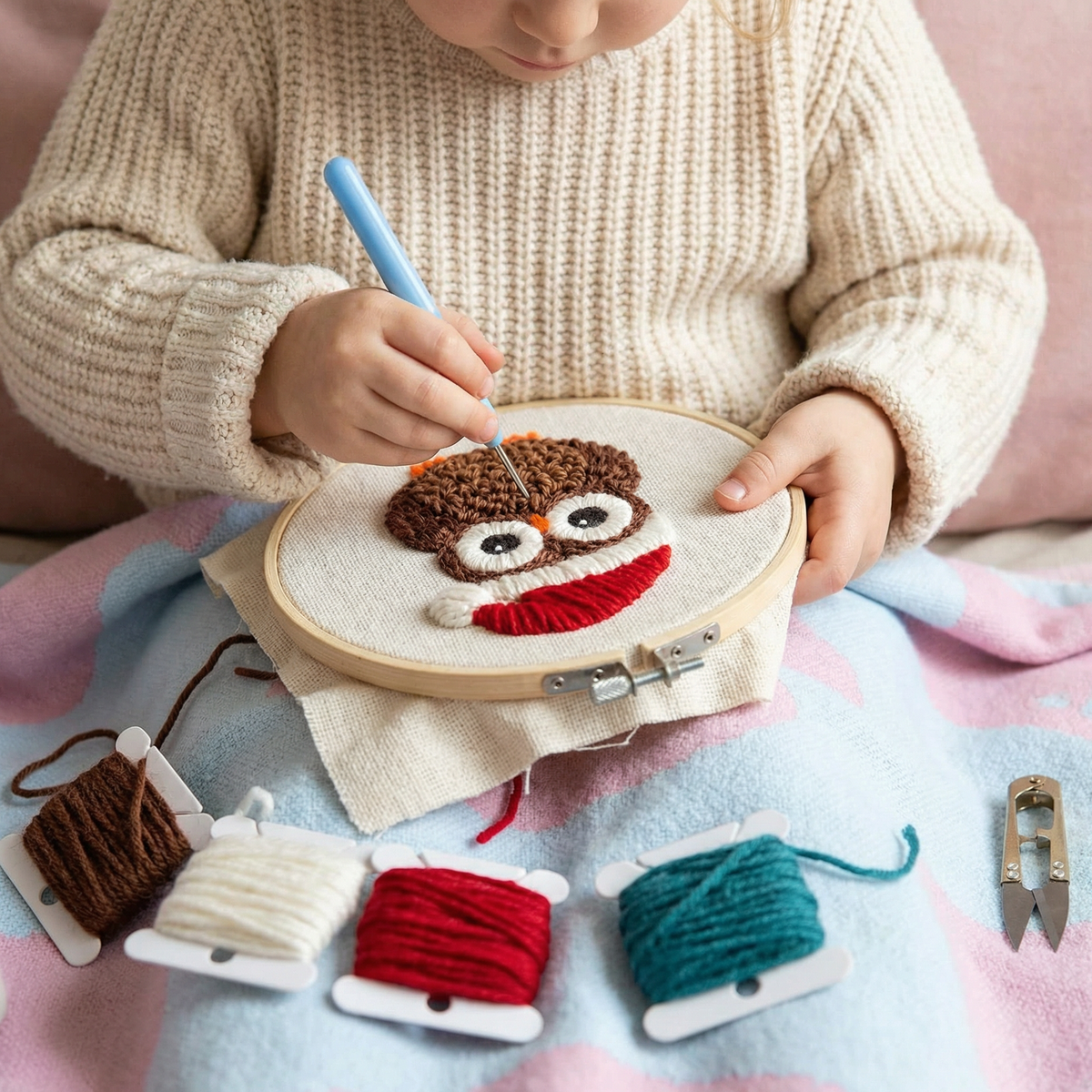 DIY Punch Needle Embroidery Set – Beginner Set with Beautiful Motifs