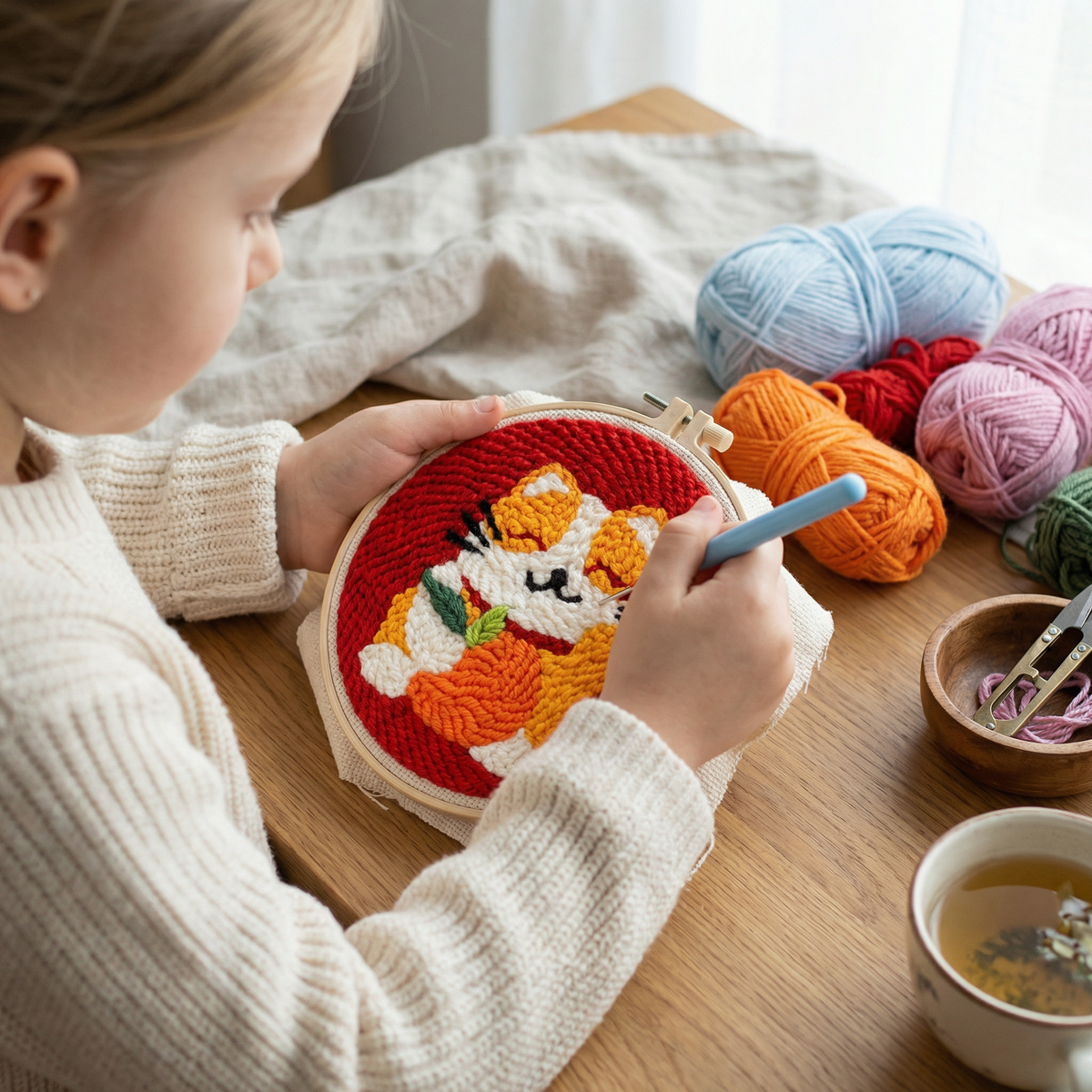 DIY Punch Needle Embroidery Set – Beginner Set with Beautiful Motifs