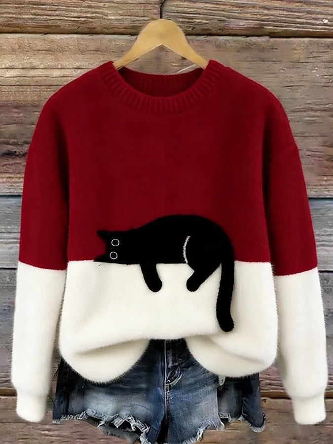 Black Cat Cosy Oversized Plush Sweatshirt