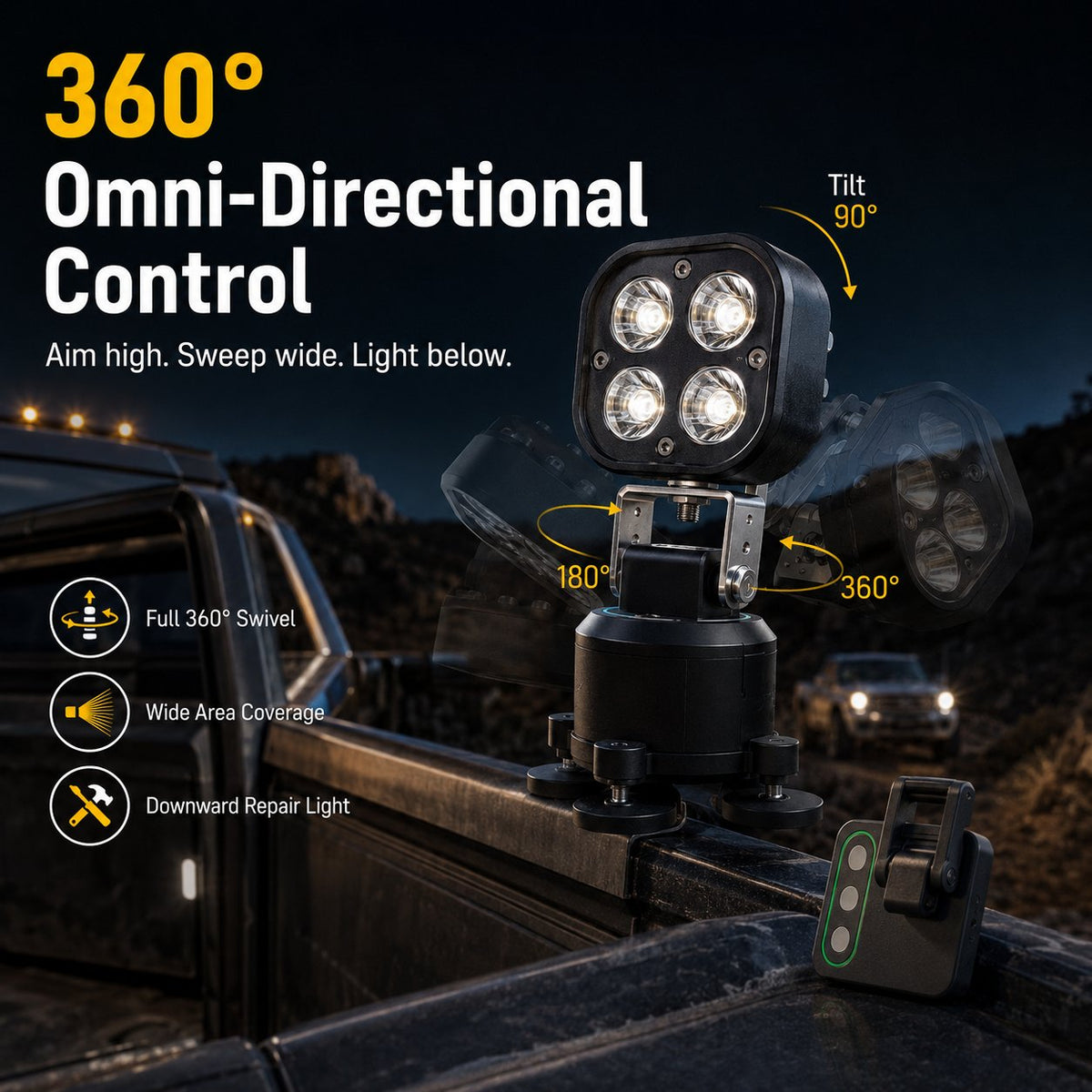 360° Omni-Directional Magnetic LED Pod Light, Portable Camping LED Work Light for Outdoor, Car, Emergency