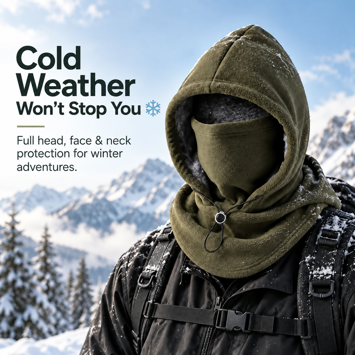 Fleece Balaclava Hood – Full Face & Neck Winter Protection for Outdoor Adventures