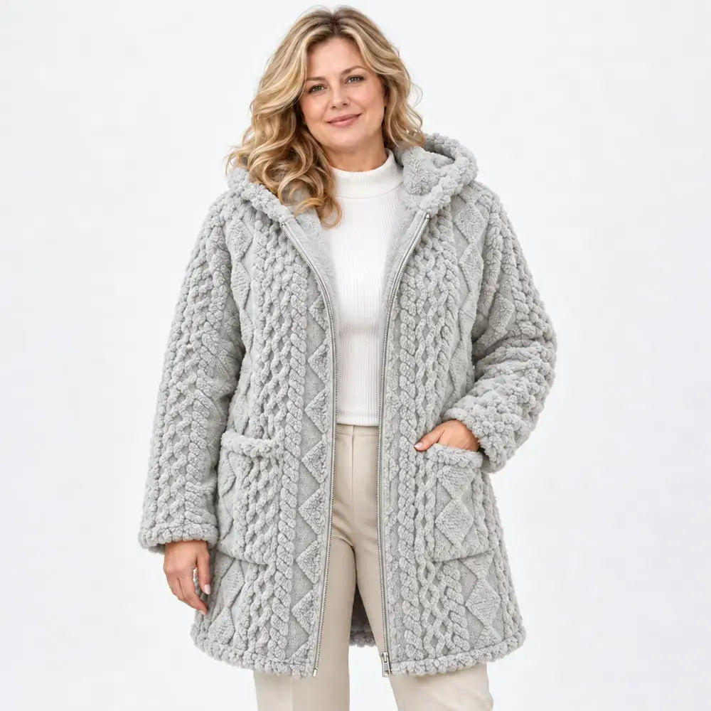 Women's Zip-Up Cardigan, Smooth Material, Reversible and Plush, Casual Style, Ideal for Autumn and Winter