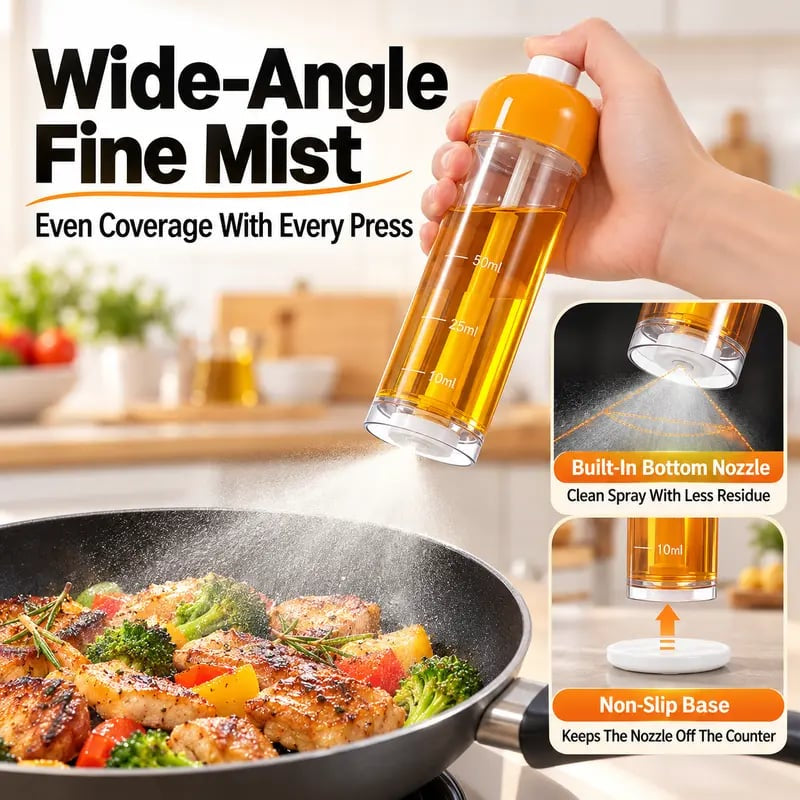 Refillable Oil Spray Bottle for Cooking, Olive Oil Sprayer with Nozzle at the Bottom